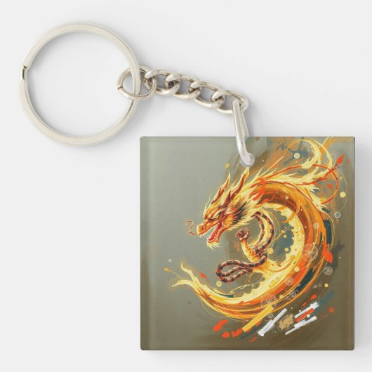 Porte-clés Dragon Jaune Doré (Devant)