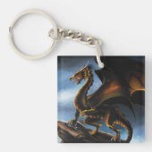 Porte-clés Dragon noir cuivre or (Devant)