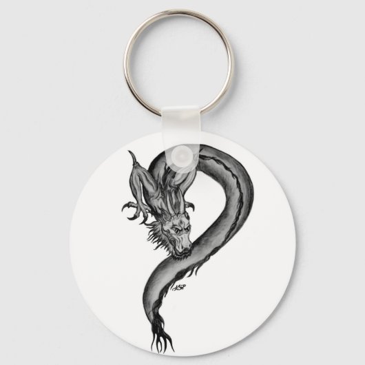 Porte-clés Dragon noir et blanc (Recto)
