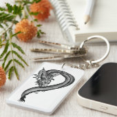 Porte-clés Dragon noir et blanc (Devant droit)
