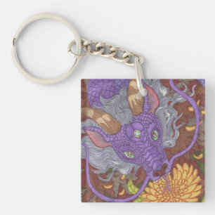 Porte-clés Dragon pourpre en fleur