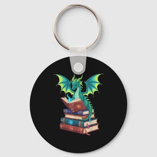 Porte-clés Dragon Reading Books Fantasy Lovers Mythical Creat (Recto)