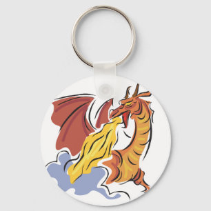 Porte-clés dragon rouge cracheur de feu