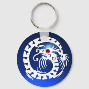 Porte-clés DRAGON SERPENT,blanc,rouge rubis,saphir bleu