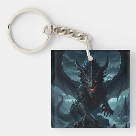 Porte-clés Dragon sombre et médiéval (Devant)