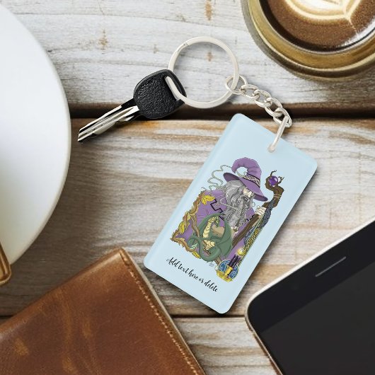 Porte-clés Dragon Sorcier Celtique Fantastique Violet