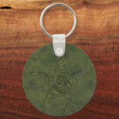 Porte-clés Dragon Star - Embossée en cuir vert (Recto)