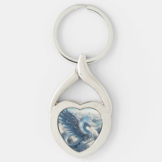 Porte-clés Dragon superbe entouré de nuages (Devant)