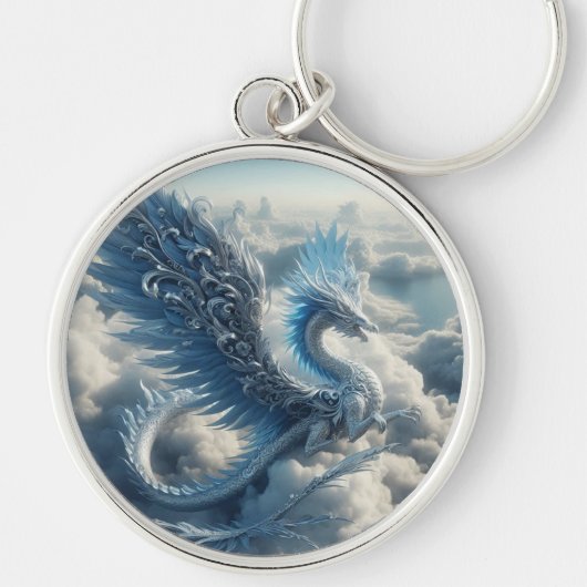 Porte-clés Dragon superbe entouré de nuages (Devant)