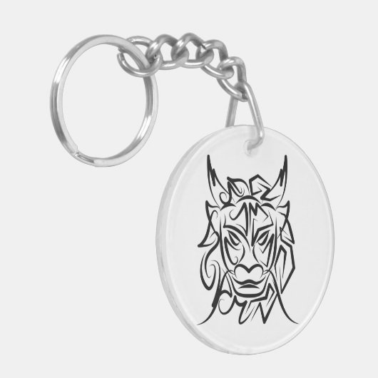 Porte-clés Dragon tribal noir et blanc (Devant gauche)