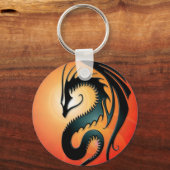 Porte-clés Dragon tribal noir, rouge (Recto)