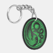 Porte-clés Dragon vert et noir Phoenix Yin Yang (Devant gauche)