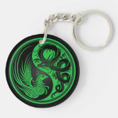 Porte-clés Dragon vert et noir Phoenix Yin Yang (Dos)