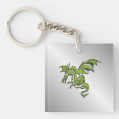 Porte-clés Dragon vert sur argent (Devant)