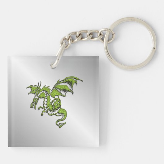 Porte-clés Dragon vert sur argent (Dos)