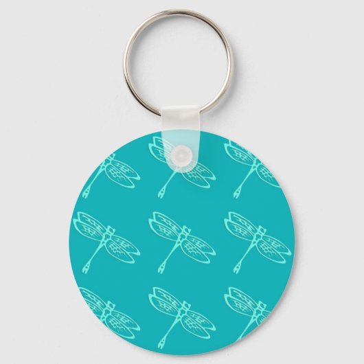 Porte-clés Dragonflies, aqua pâle sur turquoise (Recto)