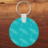 Porte-clés Dragonflies, aqua pâle sur turquoise (Recto)