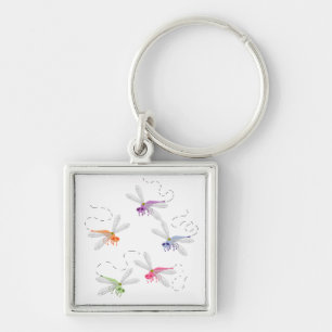 Porte-clés Dragonflies Whimsical Cartoon Art