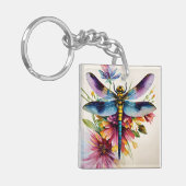 Porte-clés Dragonfly Floral Multicolor Art (Devant gauche)