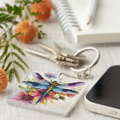 Porte-clés Dragonfly Floral Multicolor Art (Devant Droit)