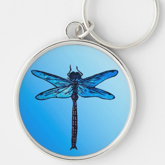 Porte-clés Dragonfly japonaise vintage, bleu saphir (Devant)
