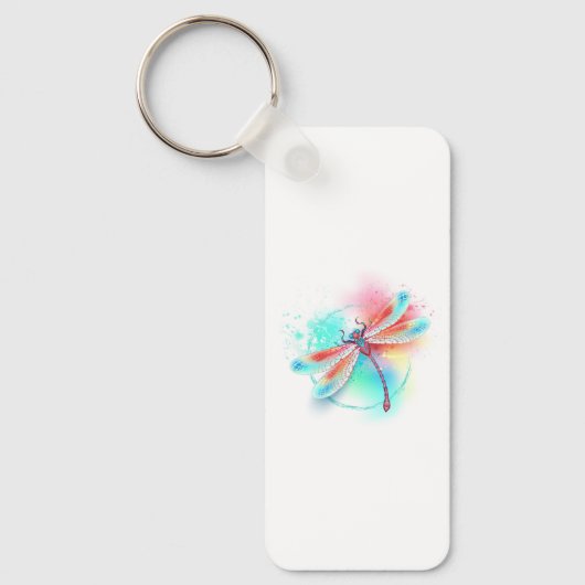 Porte-clés Dragonfly rouge sur l'arrière - plan aquarelle (Recto)