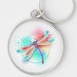 Porte-clés Dragonfly rouge sur l'arrière - plan aquarelle