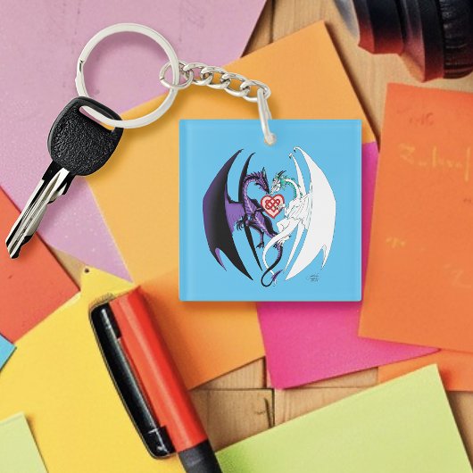 Porte-clés Dragons Love Heart Blue