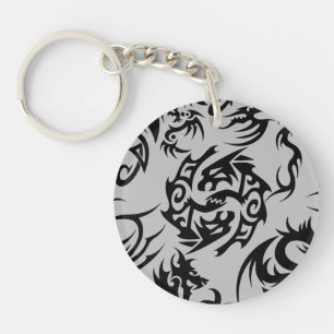 Porte-clés Dragons noirs motif contour.b Gray BG