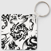 Porte-clés Dragons noirs motif contour.b Gray BG (Dos)