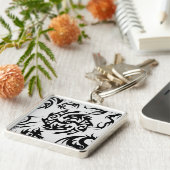 Porte-clés Dragons noirs motif contour.b Off blanc BG (Côté)