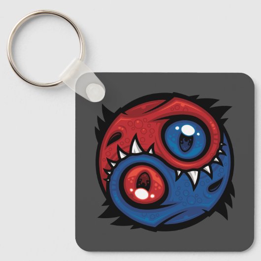 Porte-clés Dragons Yin Yang Rouge et Bleu (Recto)