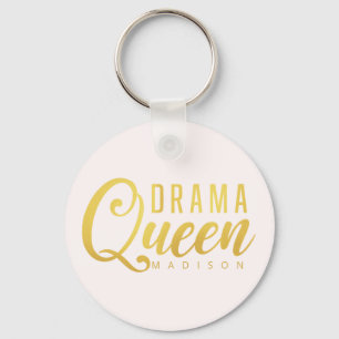 Porte-clés Drama moderne Queen Nom Bouton Texte rose
