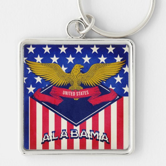 Porte-clés Drapeau Alabama USA (Devant)