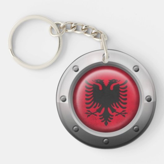Porte-clés Drapeau albanais industriel avec le graphique en (Devant)