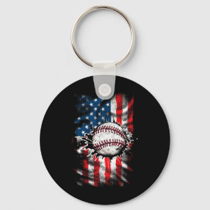 Porte-clés Drapeau américain 4 juillet baseball Hommes garçon