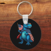 Porte-clés Drapeau américain 4 juillet T Rex Dinosaur (Recto)
