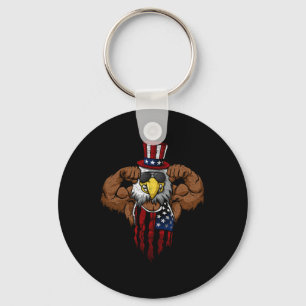 Porte-clés Drapeau Américain Aigle Chauve Musclé Vélo Flexion