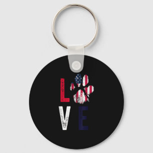 Porte-clés Drapeau Américain Amour Chien Paw Patriotique 4ème