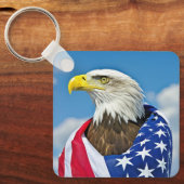 Porte-clés Drapeau Américain Avec Aigle Bald (Recto)