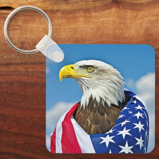 Porte-clés Drapeau Américain Avec Aigle Bald (Recto)
