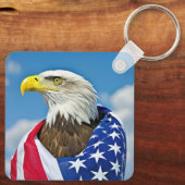 Porte-clés Drapeau Américain Avec Aigle Bald (Verso)