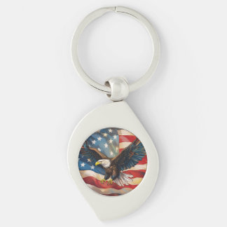 Porte-clés Drapeau américain avec aigle chauve