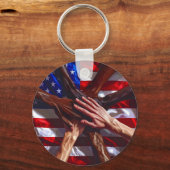 Porte-clés Drapeau américain avec les mains de divers América (Verso)
