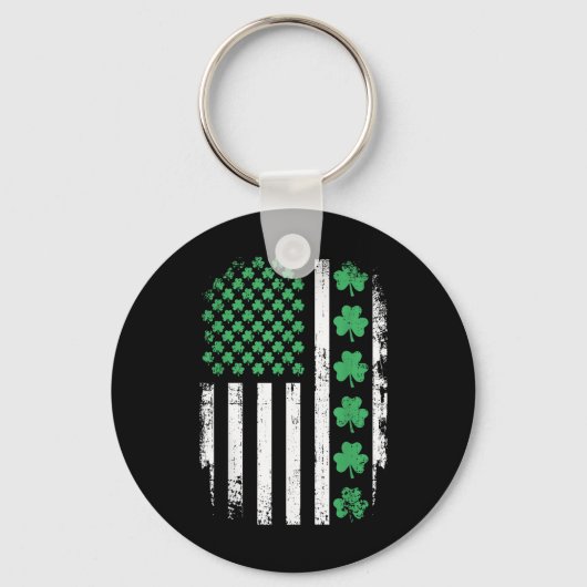 Porte-clés Drapeau Américain Avec Shamrocks Pour St patrick D (Recto)