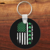 Porte-clés Drapeau Américain Avec Shamrocks Pour St patrick D (Recto)