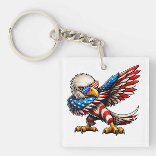 Porte-clés Drapeau américain Bald Eagle 4 juillet patriotique