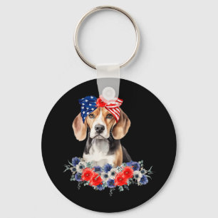 Porte-clés Drapeau américain beagle Bandana 4 juillet