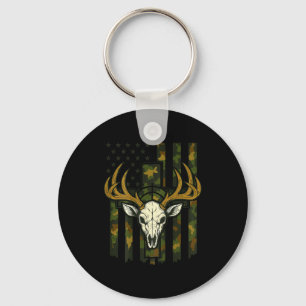 Porte-clés Drapeau américain camouflage crâne d'élan chasse d