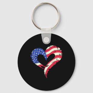 Porte-clés Drapeau américain Coeur des forces armées patrioti